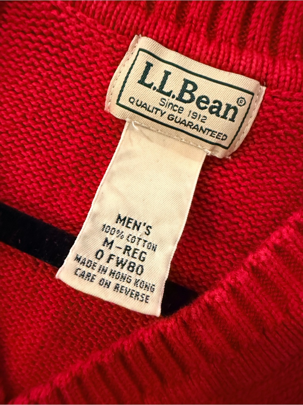 L.L.Bean Size M Red 100% Cotton V-Neck Sweater Vest Preppy Classic Holiday - Picture 8 of 8